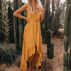 Vici Gold Coast Polka Dot High Low Dress